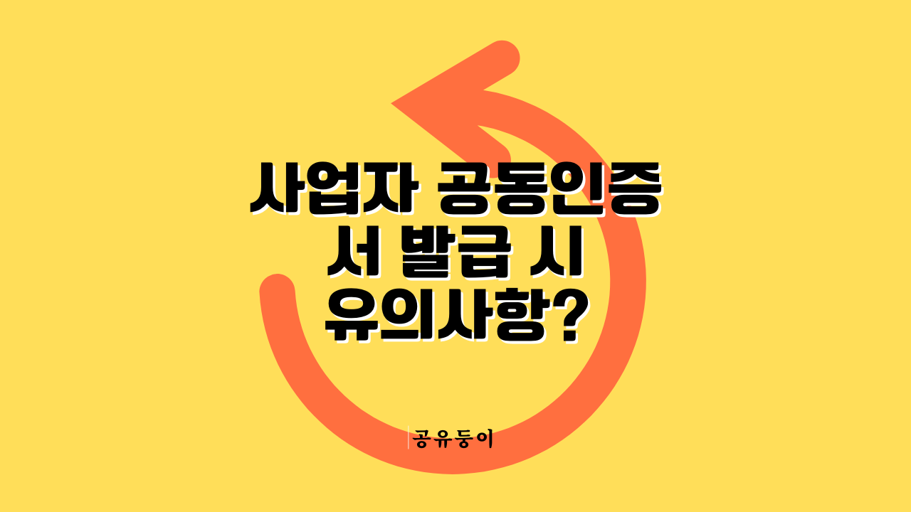 2026년 사업자 공동인증서 발급 시 유의사항 및 범용 제한용 차이점 가이드 이미지